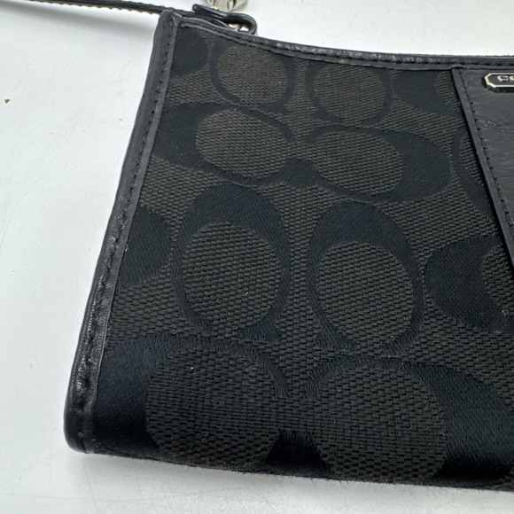Coach Signature Accordion Zip Wallet Wristlet Black - Picture 2 of 9